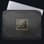 Business Logo Luxury Black Leather Personalized Laptop Sleeve<br><div class="desc">Luxury Black Leather Logo Personalized Business design. Matching products can be found in Luxury Leather Business collection.</div>