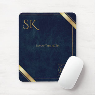 Business Logo Luxury Navy Leather 2025 Custom Mouse Pad