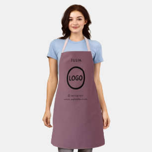 Business Logo Mauve Taupe Employee Staff Name Apr Apron