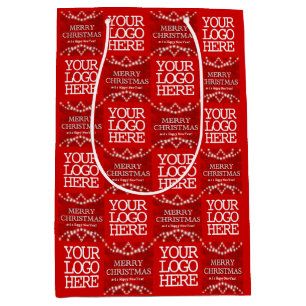 Business Logo Merry Christmas And Happy New Year Medium Gift Bag