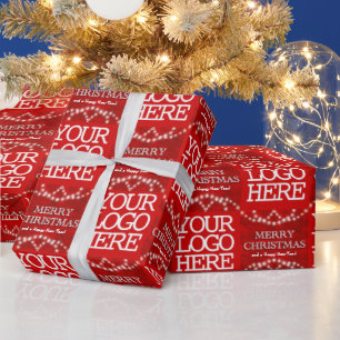Business Logo Merry Christmas And Happy New Year Wrapping Paper