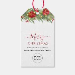 Business Logo Merry Christmas Company Festive Gift Tags
