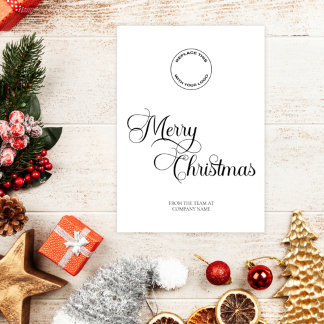 Business Logo Merry Christmas Simply Text Holiday Card