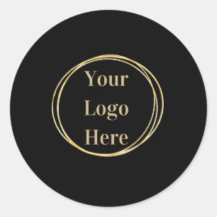 Business Logo Minimal Black Classic Round Sticker