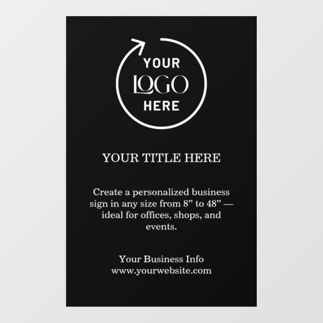 Business Logo | Minimal Black Stylish Promotiona Window Cling (Sheet)