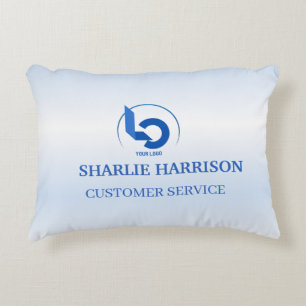 Business Logo Minimal blue Employee Staff Accent Pillow