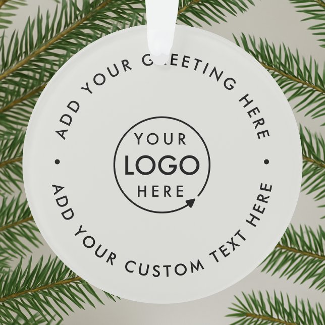 Business Logo Minimal Professional Gray Christmas Ornament (Minimal company branded Christmas tree ornaments for business branding & promotion.)