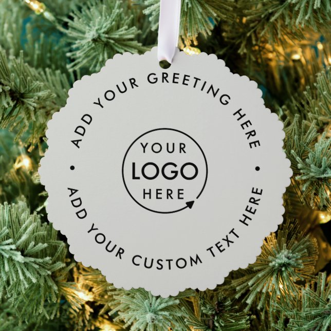 Business Logo Minimal Professional Grey Christmas Ornament Card (Insitu (Tree))