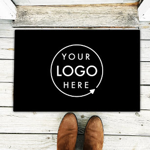 Business Logo Minimal Stylish Professional Black Doormat