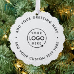 Business Logo | Minimalist Clean Simple Christmas Ornament Card<br><div class="desc">Simple,  stylish custom white business logo round christmas ornament in a modern minimalist style. You can easily add your company logo and custom text (eg. happy holidays or merry christmas) for the perfect holiday promotional favour with a corporate professional feel. #logo #business #christmas #ornament</div>