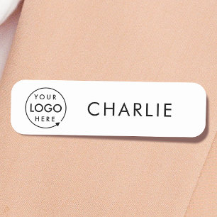 Business Logo   Minimalist Clean Simple Employee Name Tag