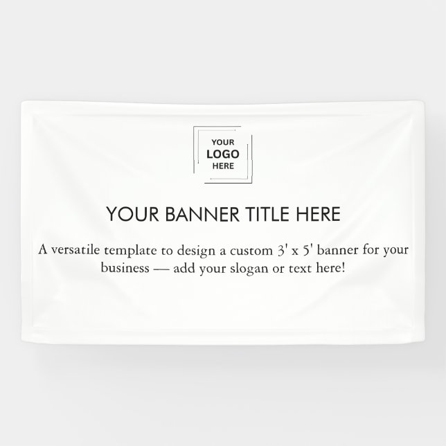 Business Logo | Minimalist Clean Simple White 5'  Banner (Horizontal)