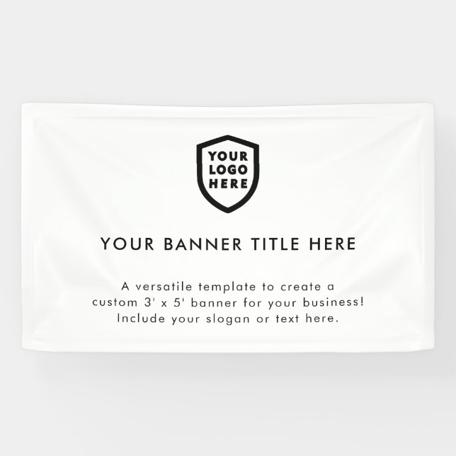 Business Logo | Minimalist Clean Simple White 5' Banner (Horizontal)