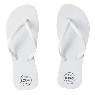 Business Logo   Minimalist Clean Simple White Flip Flops