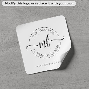 Business Logo Minimalist Custom Monogram Initials  Square Sticker