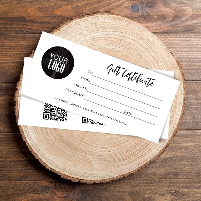 Business Logo Minimalist Modern Script (Add your logo to this simple and minimalist gift certificate.)