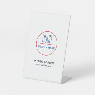 Business Logo   Minimalist Modern White Pedestal S Pedestal Sign