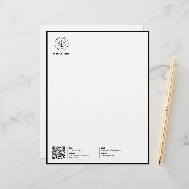 Business Logo | Minimalist Simple Clean  Letterhead (Front/Back In Situ)