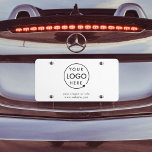 Business Logo | Minimalist Simple Clean White License Plate<br><div class="desc">A simple custom white business car license plate template in a modern minimalist style which can be easily updated with your company logo and business details.</div>