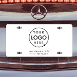 Business Logo | Minimalist Simple Clean White License Plate<br><div class="desc">A simple custom white business car license plate template in a modern minimalist style which can be easily updated with your company logo and business details.</div>