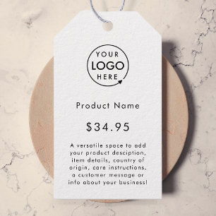 Business Logo   Minimalist Simple White Price Tags
