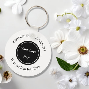 Business Logo MinimalistSimple White Professional Keychain