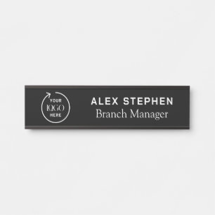 Business Logo   Modern Black Company Office Door Sign