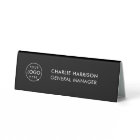 Business Logo | Modern Black Desk Name Plate