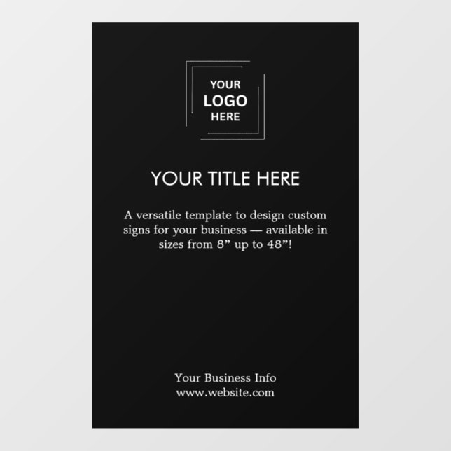 Business Logo | Modern Black Promotional  Window Cling (Sheet)