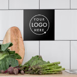 Business Logo | Modern Black Stylish Professional Tile<br><div class="desc">A simple custom black business template in a modern minimalist style which can be easily updated with your company logo. If you need any help personalizing this product,  please contact me using the message button below and I'll be happy to help.</div>