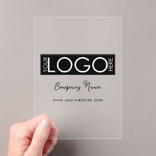 Business Logo Modern Branded Script Corporate Acrylic Invitations