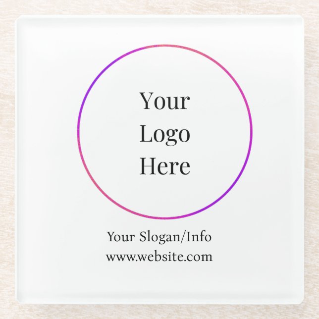 Business Logo Modern Customizable Templates Glass Coaster (Front)