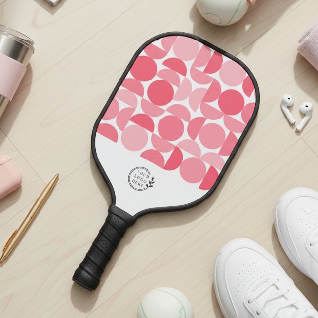 Business Logo Modern Geometric Pink Corporate Pickleball Paddle (Creator Uploaded)