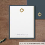 Business Logo Modern Luxury Letterhead<br><div class="desc">A luxurious custom business letterhead template in a modern style with a stylish border which can be easily updated with your company logo and letterhead footer including your company's name and tagline. The solid back features a logo in the lower thirds for continuity in the design. Each sheet exudes professionalism...</div>
