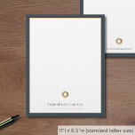 Business Logo Modern Luxury Letterhead<br><div class="desc">A luxurious custom business letterhead template in a modern style with a stylish border which can be easily updated with your company logo and letterhead footer including your company's name and tagline. The back features your logo with space for your website address, telephone, email or any other information including social...</div>