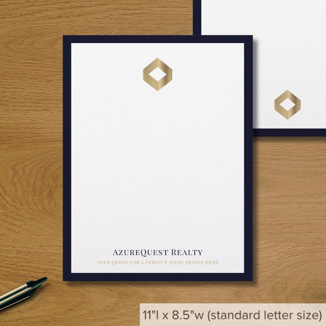Business Logo Modern Luxury Navy Border Letterhead (Creator Uploaded)