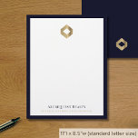 Business Logo Modern Luxury Navy Border Letterhead<br><div class="desc">A luxurious custom business letterhead template in a modern style with a stylish navy blue border which can be easily updated with your company logo and letterhead footer including your company's name and tagline. The solid blue back features a logo in the lower thirds for continuity in the design. Each...</div>