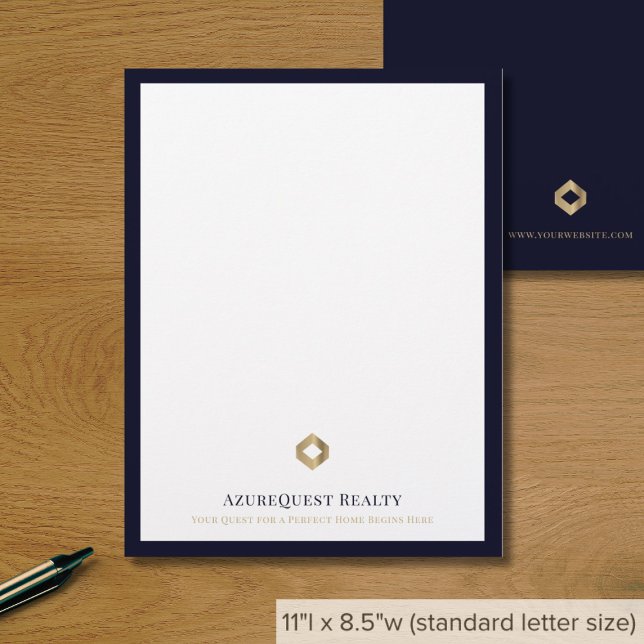 Business Logo Modern Luxury Navy Border Letterhead (Creator Uploaded)