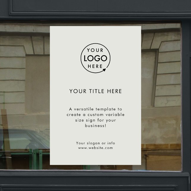 Business Logo | Modern Minimal Grey Promotional Window Cling (Company branded professional window display signs for small business promotion & marketing.)
