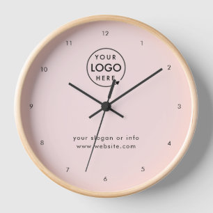 Business Logo Modern Minimalist Blush Pink Clock