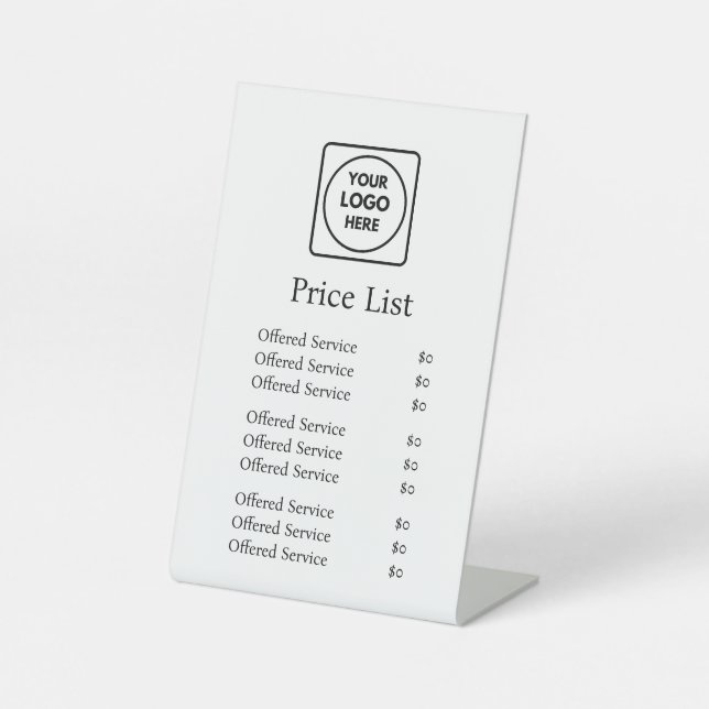Business Logo | Modern Minimalist Custom Price  Pedestal Sign (Front)