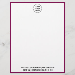 Business Logo Modern Minimalist Red Border Letterhead