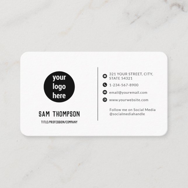Business Logo Modern Minimalist Social Media  Business Card (Front)