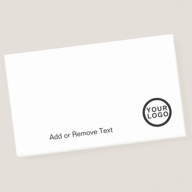 Business Logo Modern Minimalist White  Post-it Notes (Stylishly Personalize with Your Custom Logo & Optional Text.)