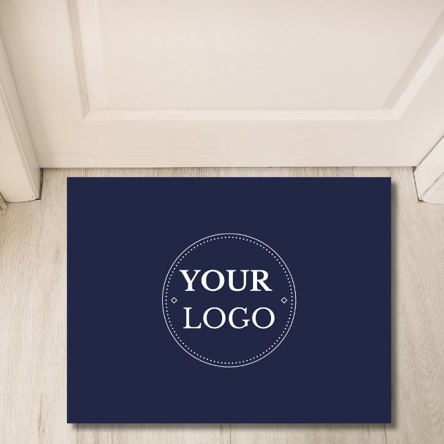 Business Logo Modern Navy Blue Promotional  Doormat (Creator Uploaded)