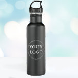Business Logo Modern Professional Branded  710 Ml Water Bottle<br><div class="desc">Effectively brand and grow your business by adding your corporate business logo to this matte black stainless steel water bottle. This is eco friendly company swag your employees,  customers and clients will appreciate. Easy to customize logo and text. Get yours today!</div>