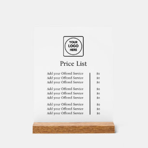 Business Logo Modern Professional Custom Price Acrylic Sign