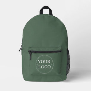 Business Logo Modern Professional Sage Green Printed Backpack
