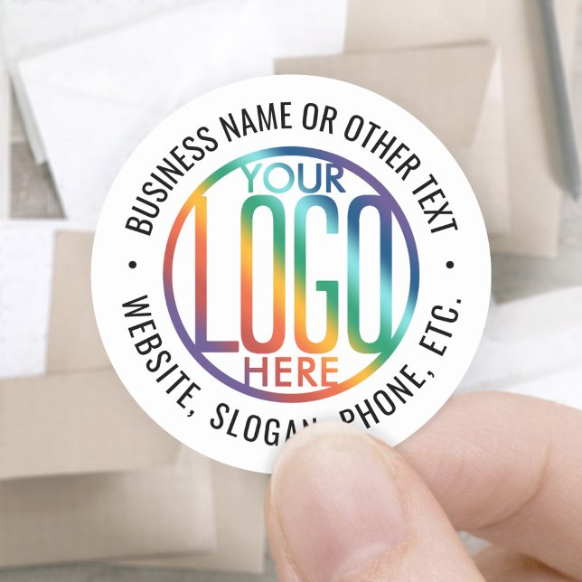 Business Logo Modern Promotional Branding White Classic Round Sticker (Creator Uploaded)