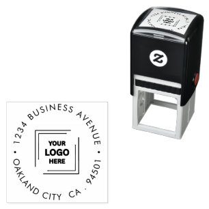 Business Logo Modern Round Return Address Self-inking Stamp